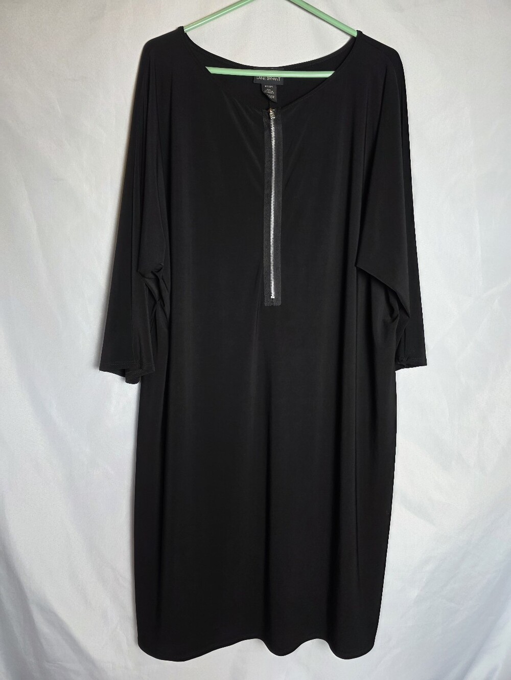 Lane Bryant Black Tunic Dress Exposed Half Zip Women's Plus Size 22/24